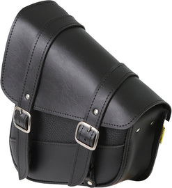 Willie & Max Syn Leather Swingarm Bag in black, 10.5 x 11.5 x 4.5 inches, designed for motorcycle luggage storage.