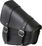 Willie & Max Syn Leather Swingarm Bag in black, 10.5 x 11.5 x 4.5 inches, designed for motorcycle luggage storage.