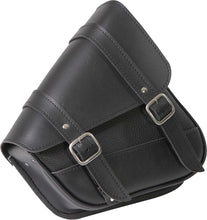 Load image into Gallery viewer, Willie &amp; Max Syn Leather Swingarm Bag in black, 10.5"x11.5"x4.5", for motorcycle luggage storage.