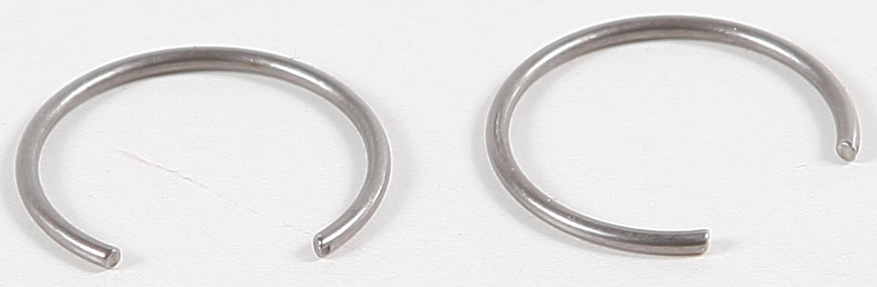 Wiseco piston circlips for Wiseco pistons, shown in a close-up image of metal clips used in piston assembly.