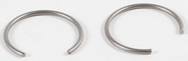 Wiseco piston circlips for Wiseco pistons, shown in a close-up image of metal clips used in piston assembly.