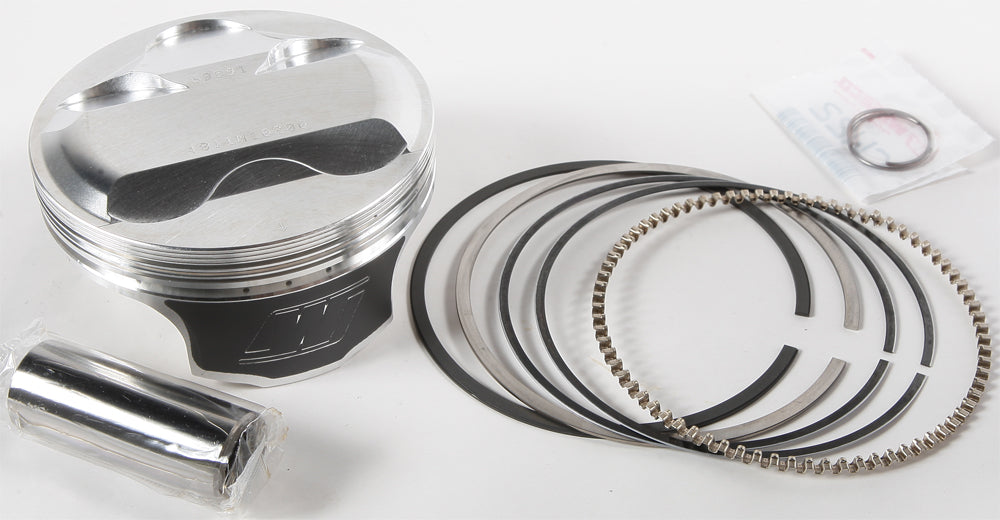 Wiseco Armorglide piston kit for Yamaha 102.00mm standard size with 11:1 compression ratio, includes piston and components.