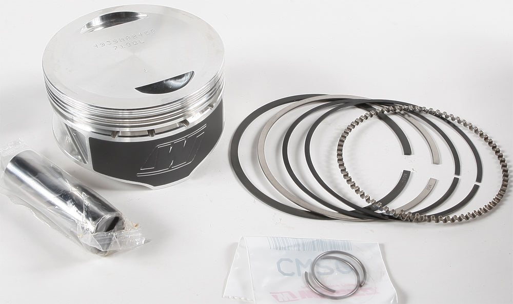 Wiseco Armorglide piston kit for Yamaha 84.50mm with 11:1 compression, includes piston, rings, and components.