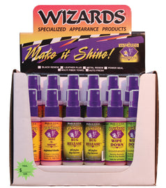 Wizards Products Bike Counter Display with 24 units, featuring promotional signage and product branding on a retail display.