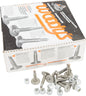 Woodys Signature Series stainless steel tracks with 1.325-inch studs, shown in a pack of 144 for durable track installation.