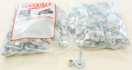 Woodys Silver Mega-Bite Trail Stud tracks, 1.325-inch, 144-pack, durable metal construction for trail use.