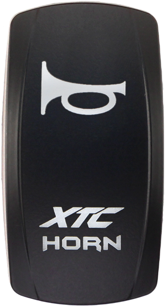 XTC POWER PRODUCTS rocker face dash switch for horn, model XTC 630-1058, mounted on vehicle dashboard.