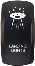 Charger l'image dans la galerie, XTC POWER PRODUCTS dash switch rocker face for landing lights, black switch with labeled face and mounting hardware.