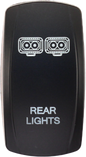 XTC POWER PRODUCTS dash switch rocker face with rear lights, black switch for vehicle dashboard control, model 630-1064