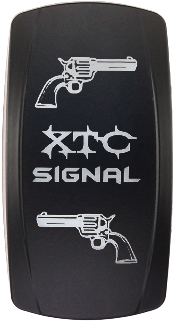 XTC POWER PRODUCTS dash switch rocker face turn signal switch for vehicle, vertical design, model XTC 630-1073.