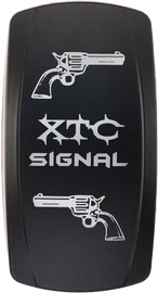 XTC POWER PRODUCTS dash switch rocker face turn signal switch for vehicle, vertical design, model XTC 630-1073.