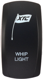 XTC POWER PRODUCTS dash switch rocker face with whip lights, designed for vehicle lighting control and easy on/off operation.