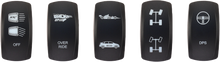 Load image into Gallery viewer, XTC Power Products dash rocker switch faces set of five for replacement, designed for X3 vehicles, black with labeled icons