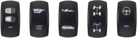XTC Power Products dash rocker switch faces set of five for replacement, designed for X3 vehicles, black with labeled icons