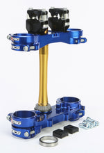 Load image into Gallery viewer, XTRIG Rocs Tech Clamp Set for Sherco in blue, featuring durable motorcycle handlebar clamps with adjustable hardware.