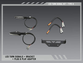 Yoshimura Fe V2 LED turn signal kit H 961-9241 installed on motorcycle body with bright LED lights and sleek design