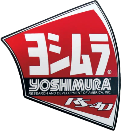 Yoshimura exhaust end cap decal sticker RS4D 960-9982, black and silver design, for motorcycle exhaust customization