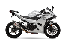 Load image into Gallery viewer, Yoshimura Street At2 slip-on exhaust system with stainless steel and carbon fiber components for motorcycle performance.