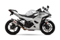 Yoshimura Street At2 slip-on exhaust system with stainless steel and carbon fiber components for motorcycle performance.