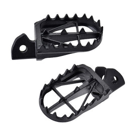 ZETA 50mm ultra wide footpegs for Honda CRF125F motorcycle, durable black foot controls with textured surface for grip.
