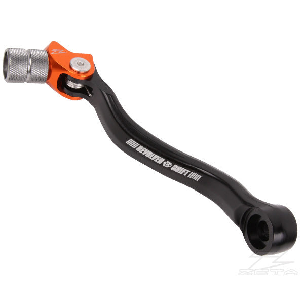 Orange ZETA Revolver shift levers for KTM motorcycles, showcasing durable metal construction and ergonomic design.