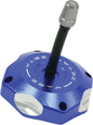 Blue ZETA billet gas cap for off-road vehicles, featuring a durable design and vibrant finish for secure fuel access.