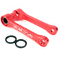 ZETA lowering link HON red suspension component for motorcycle, showing the red metal link with mounting points.