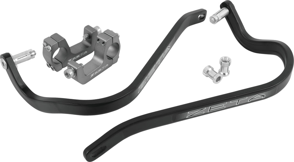 Black ZETA Armor Hand Guard with U-Clamp for 1-1/8 inch handlebars, featuring durable protective design.